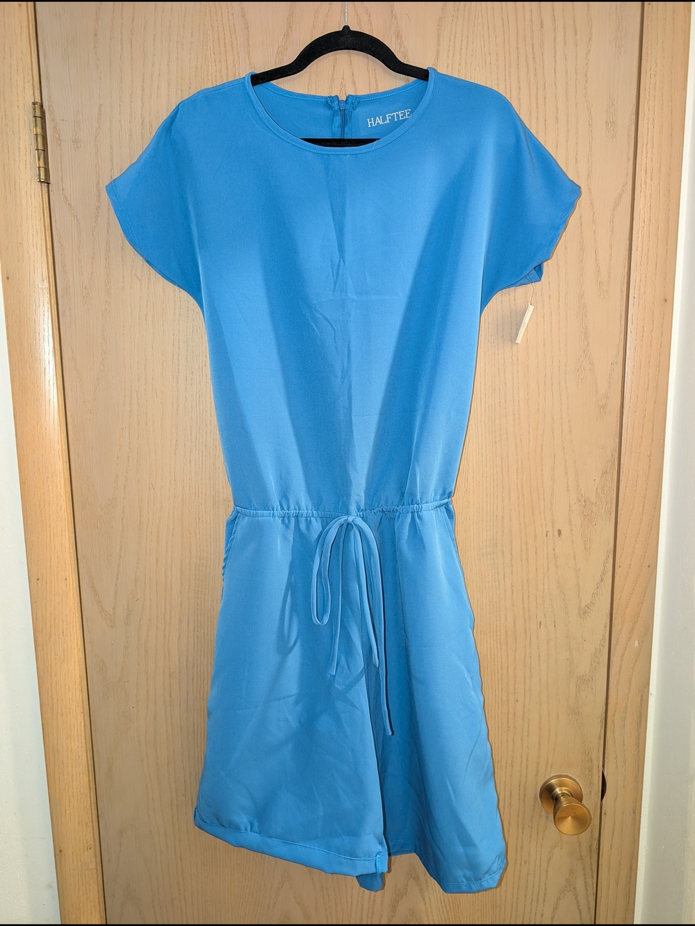 Halftee NWT Medium 100% Cotton Women's Sky Blue Romper
